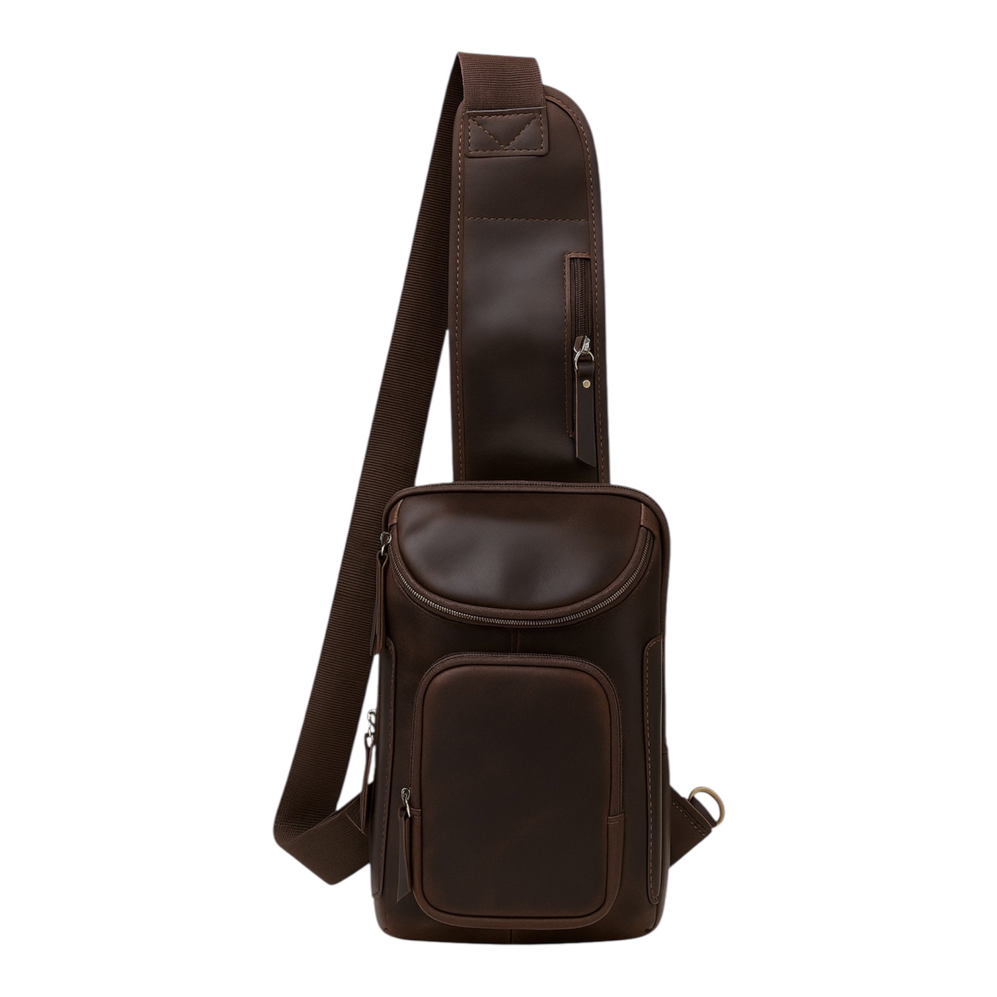 Full Grain Leather Chest Bag for Unisex –  Brown Shoulder Sling Bag for Daily Commute & Travel